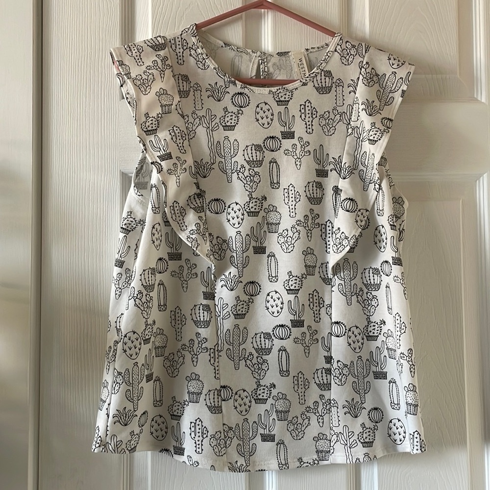 Adorable whimsical westmoon cactus print tee